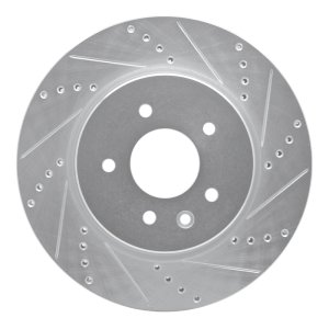 Jaguar XJR Brake Rotor (1) - Rear Right - R1 Concepts - Drilled & Slotted - Silver - `00-`06